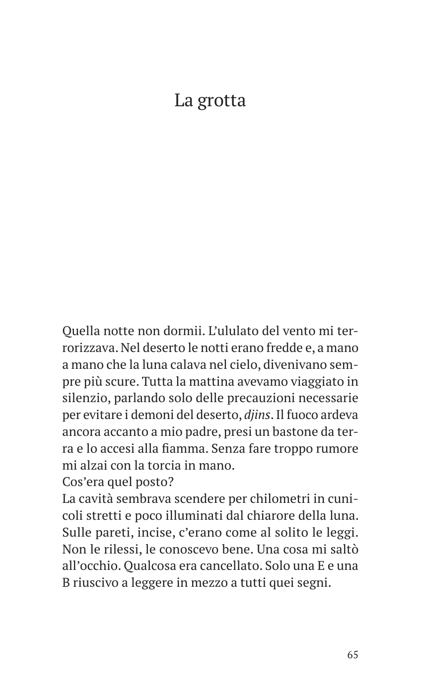 Apertura del capitolo La grotta — edizione cartacea
