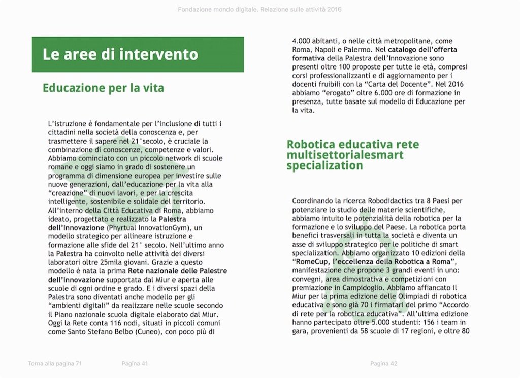 Relazione sulle attività 2016 — dettaglio dell’impaginato